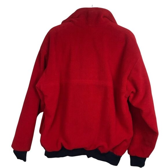 Vintage Oversized Red Zip up Floral fleece jacket Women Size L - Picture 4 of 15